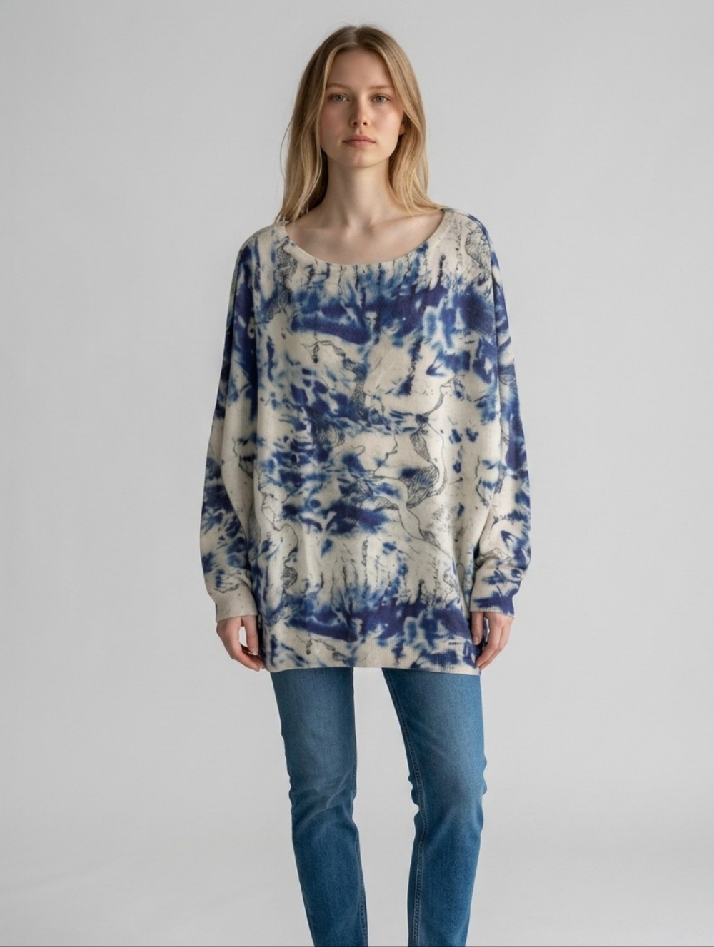 New Boho Abstract Print Sweater Top XL